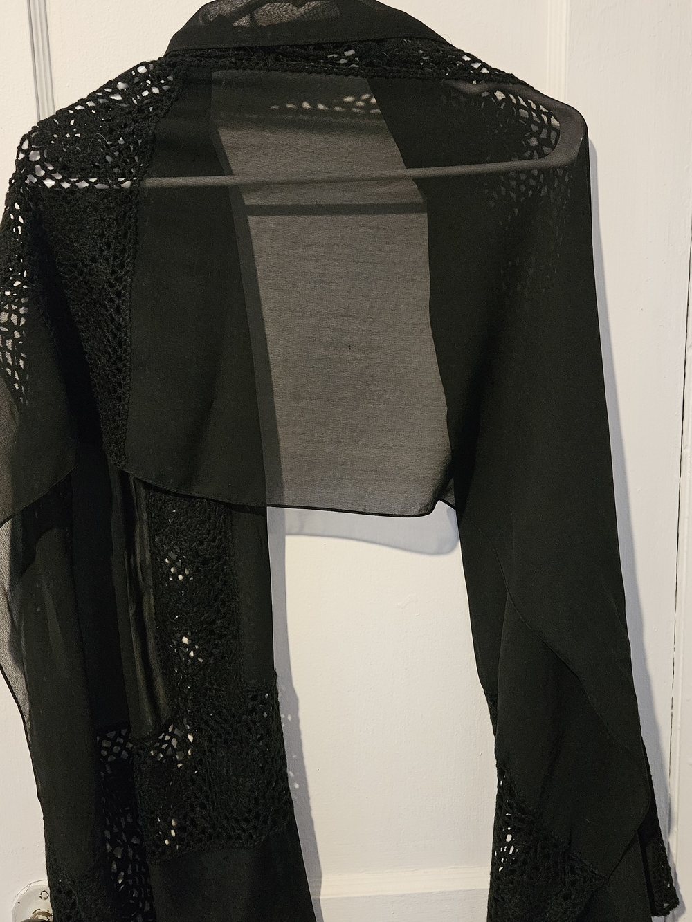 Black Women's Crochet & Sheer Shawl Scarf